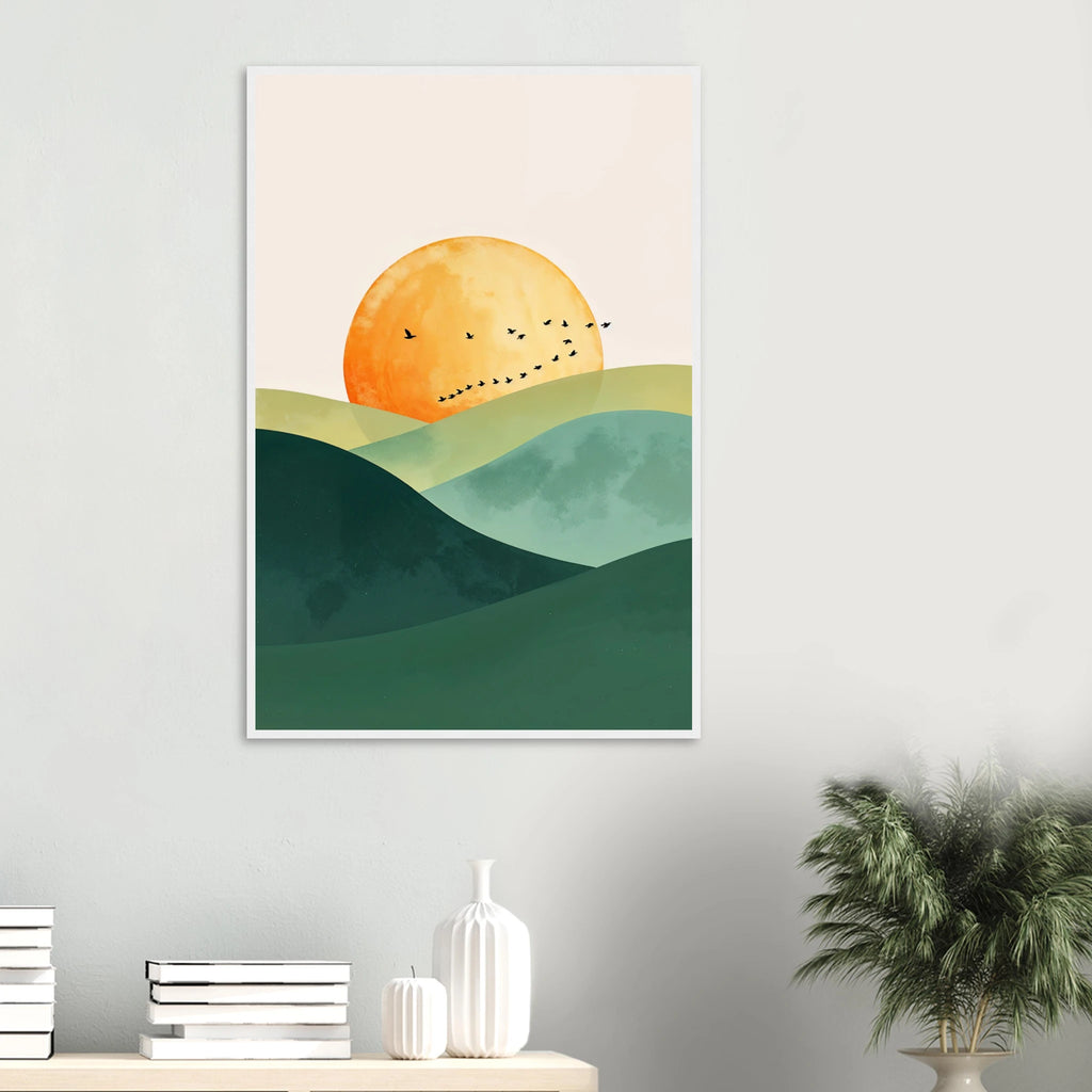 Wooden Framed Poster – Golden Sunset for Gifting Joy - White frame - Wooden Framed Posters