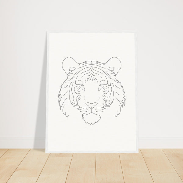 Majestic Lines - The Tiger's Gaze - 45x60 cm 18x24″ White frame - Wooden Framed Posters