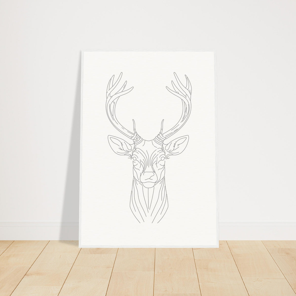 Nature's Grace - Deer Illustration - 70x100 cm 28x40″ White frame - Wooden Framed Posters