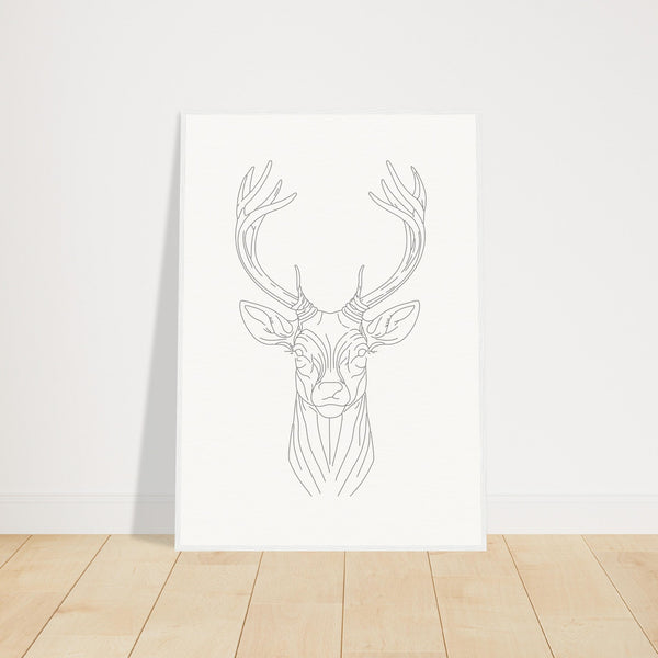 Nature's Grace - Deer Illustration - 70x100 cm 28x40″ White frame - Wooden Framed Posters