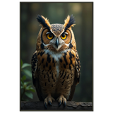 Golden Gaze - Owl Portrait Framed Poster - - Metal Framed Posters