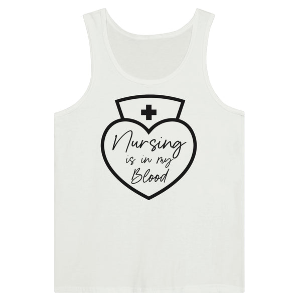 Dedicated Care - 'Nursing Is in My Blood - White - Tank Tops