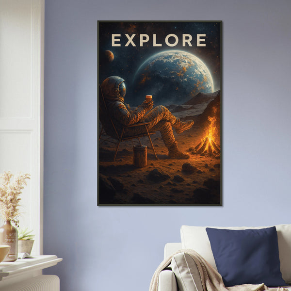 Explore Space Campfire – Metal Framed Poster Gift - - Metal Framed Posters