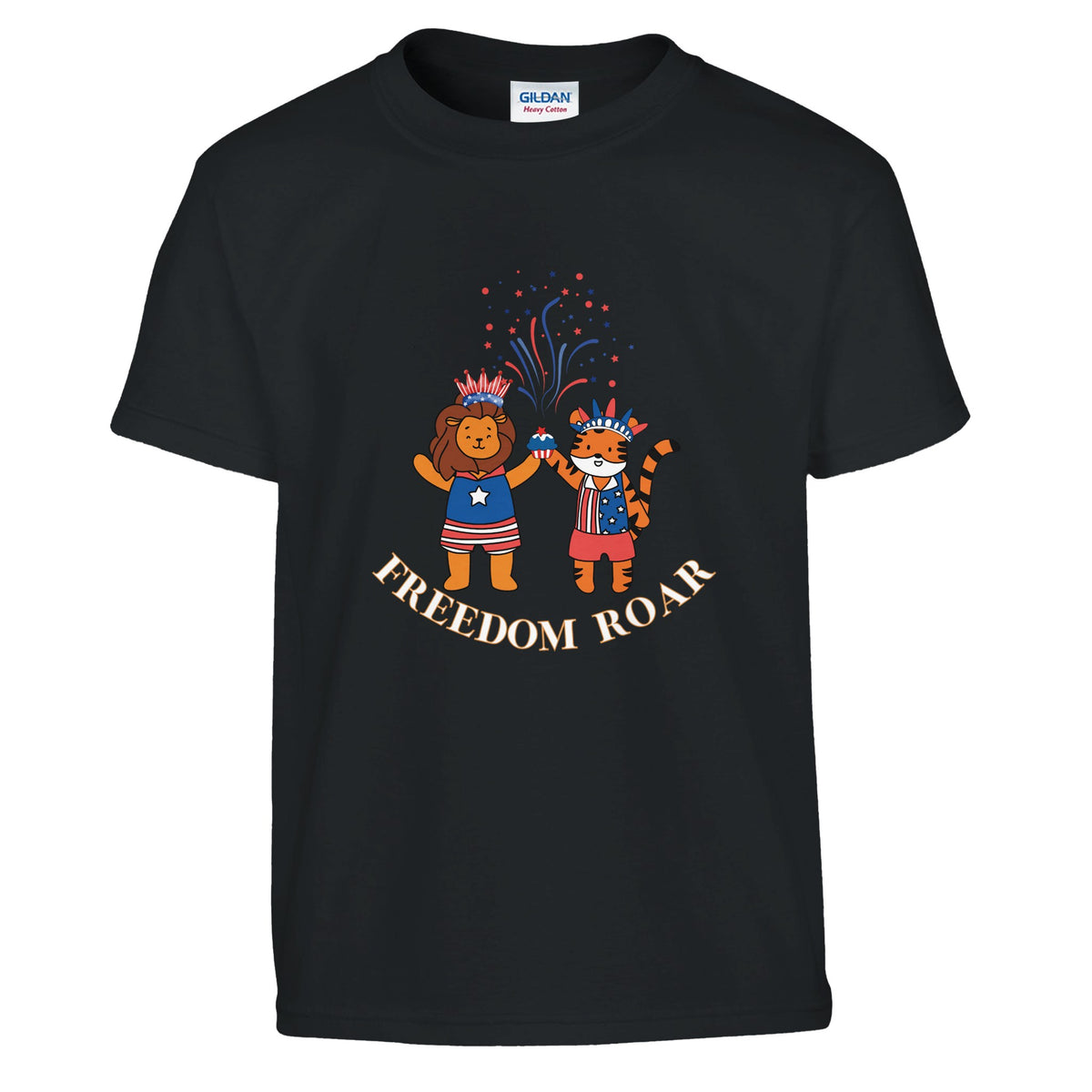 Patriotic Animal Friends Celebration - Black - T-Shirts