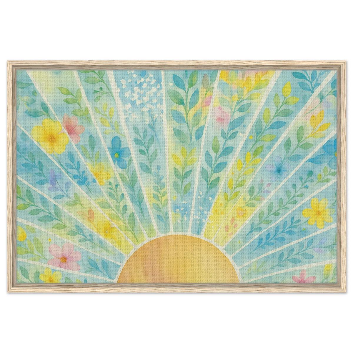 Gift of Sunshine – Floral Sunburst Framed Canvas - - Canvas