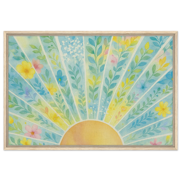 Gift of Sunshine – Floral Sunburst Framed Canvas - - Canvas