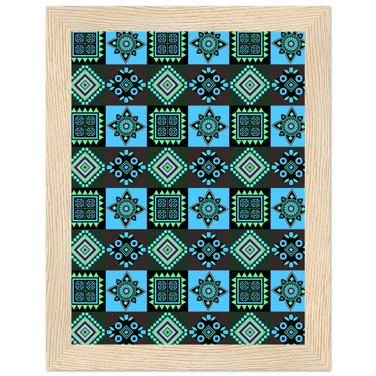 Symmetry in Blue - Luxurious Framed Print - 15x20 cm 6x8″ Wood frame - Wooden Framed Posters