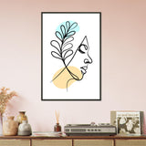 Nature's Grace - Line Art Portrait with Pastel Hues - - Metal Framed Posters