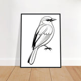 Serenity in Lines - Framed Bird Poster - - Framed Posters