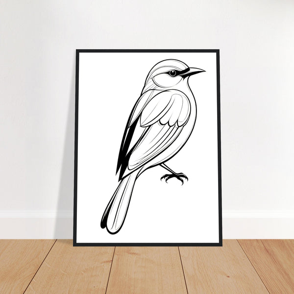 Serenity in Lines - Framed Bird Poster - - Framed Posters