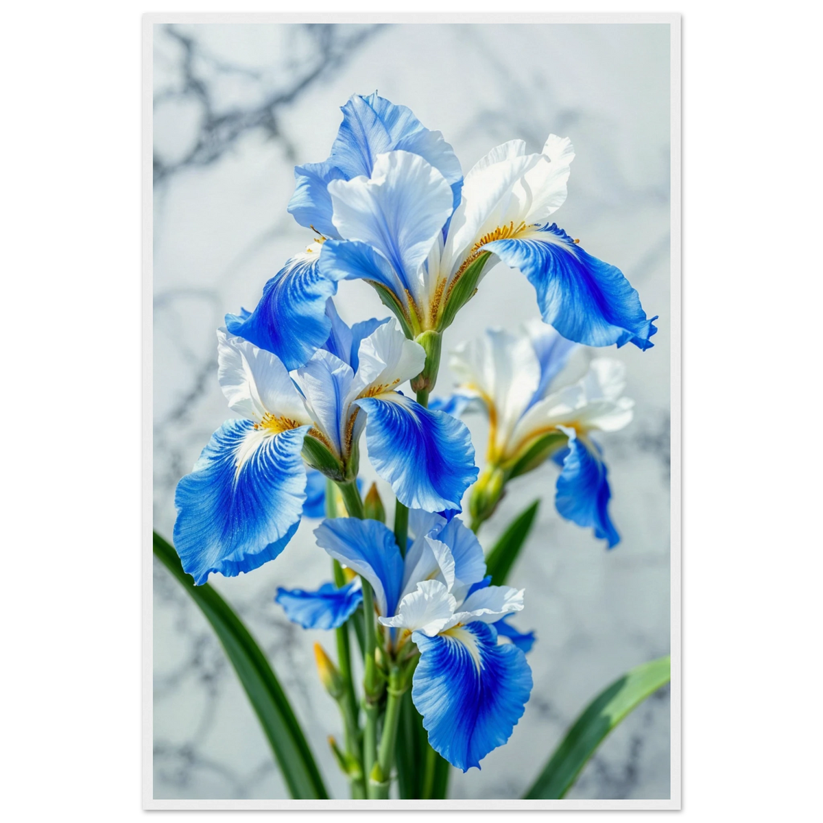 Blue Iris Wooden Poster – A Gift for Flower Lovers - - Wooden Framed Posters
