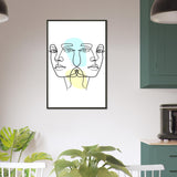 Twins in Harmony - Minimalist Faces with Pastel Touch - - Metal Framed Posters