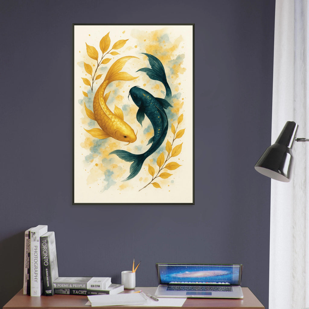 Koi Yin-Yang Gift – Premium Metal Framed Poster - - Metal Framed Posters