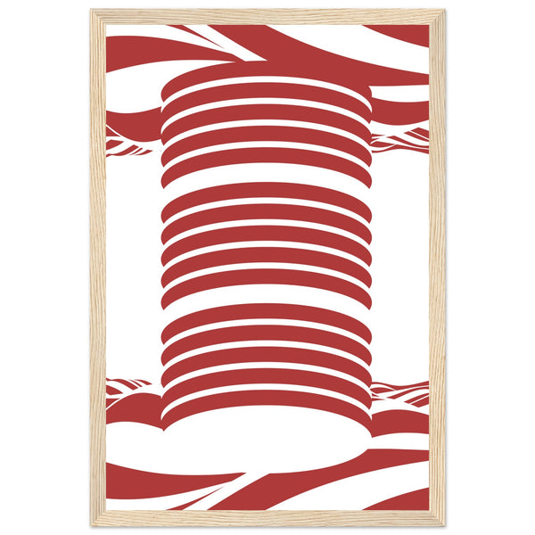 Twist of Elegance - Striking Red & White Art - 30x45 cm 12x18″ Wood frame - Framed Posters