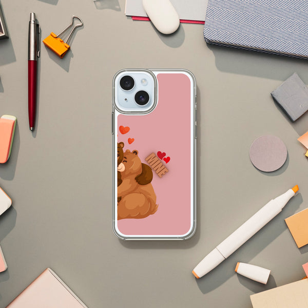 Bear Hugs Forever - Matching Couple Phone Cases - iPhone 15 Female Teddy Bear - Tech Accessories