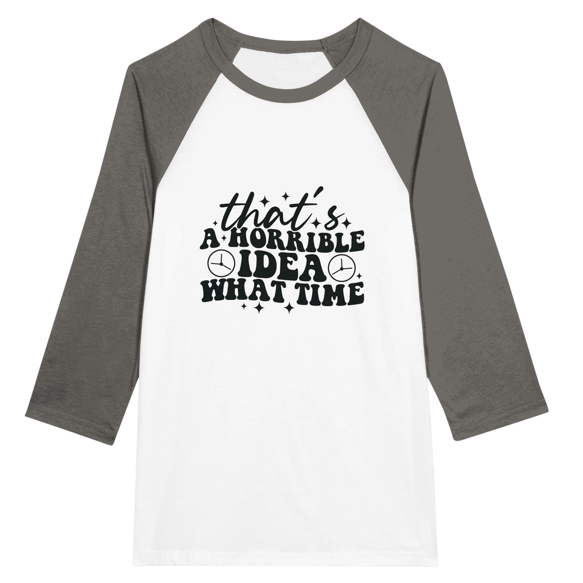 Horrible Idea - Unisex 3/4 Raglan T-shirt - White and Asphalt -