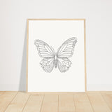 Butterfly Grace - Framed Minimalist Art - 40x50 cm 16x20″ Wood frame - Wooden Framed Posters