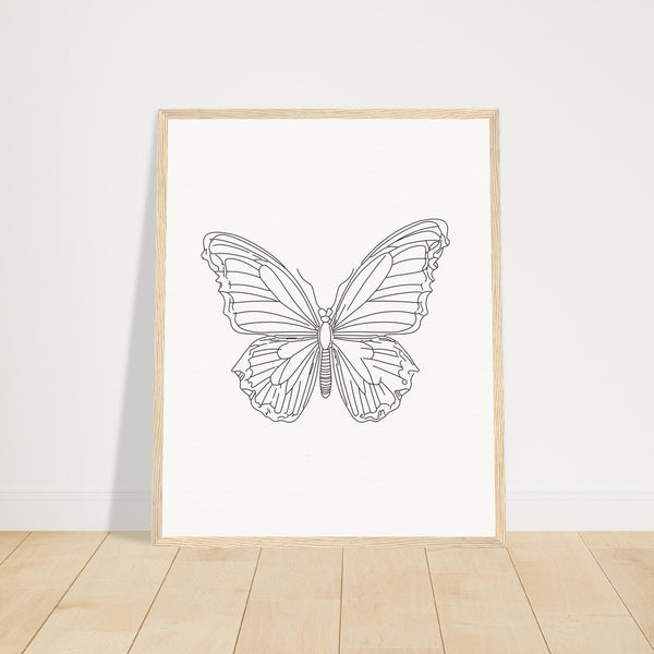 Butterfly Grace - Framed Minimalist Art - 40x50 cm 16x20″ Wood frame - Wooden Framed Posters