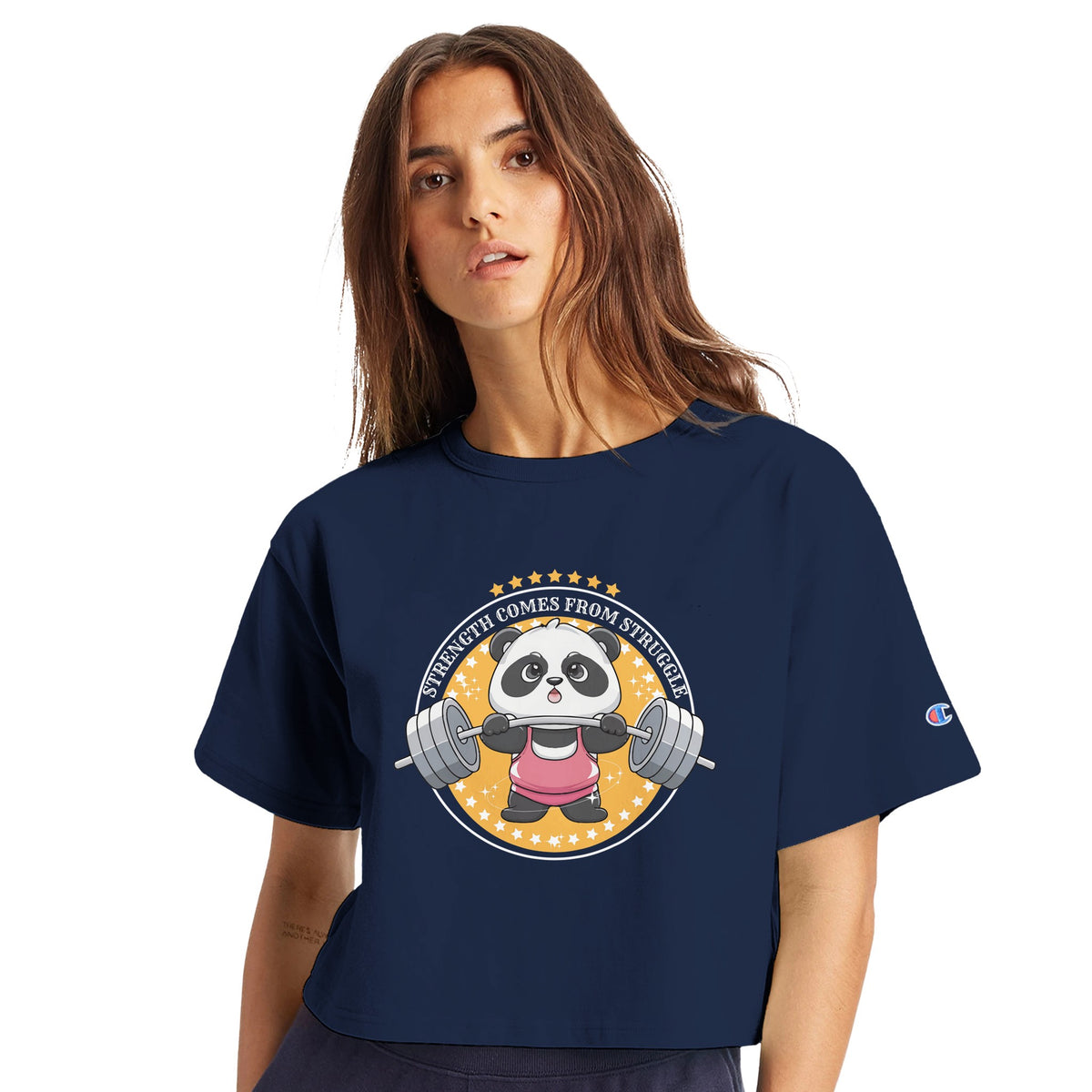 Strength in Cuteness - Panda Power for Gym Lovers - Navy - T-Shirts