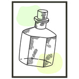 Vintage Charm - Line Art Bottle with Pastel Accents - 50x70 cm 20x28″ - Metal Framed Posters