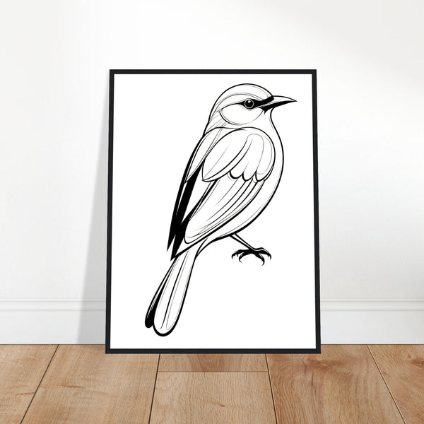 Serenity in Lines - Framed Bird Poster - - Framed Posters