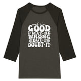 Doubtful Confidence - Unisex 3/4 sleeve Raglan T-shirt - Black Heather Black - T-shirts