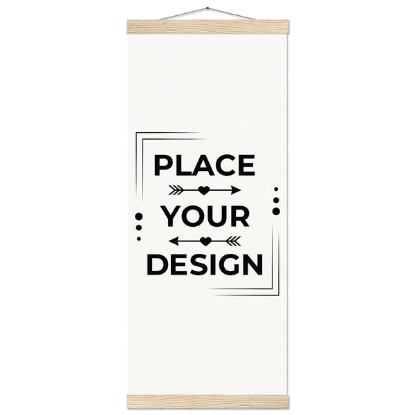 Elevate Your Space - Customizable Premium Matte Paper Poster with Hanger - 25x60 cm 10x24″ Natural wood wall hanger - Wooden Framed Posters