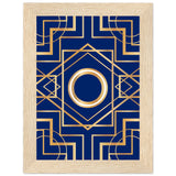 Art Deco Elegance - Blue & Gold Geometric Framed Print - 13x18 cm 5x7″ Wood frame - Wooden Framed Posters