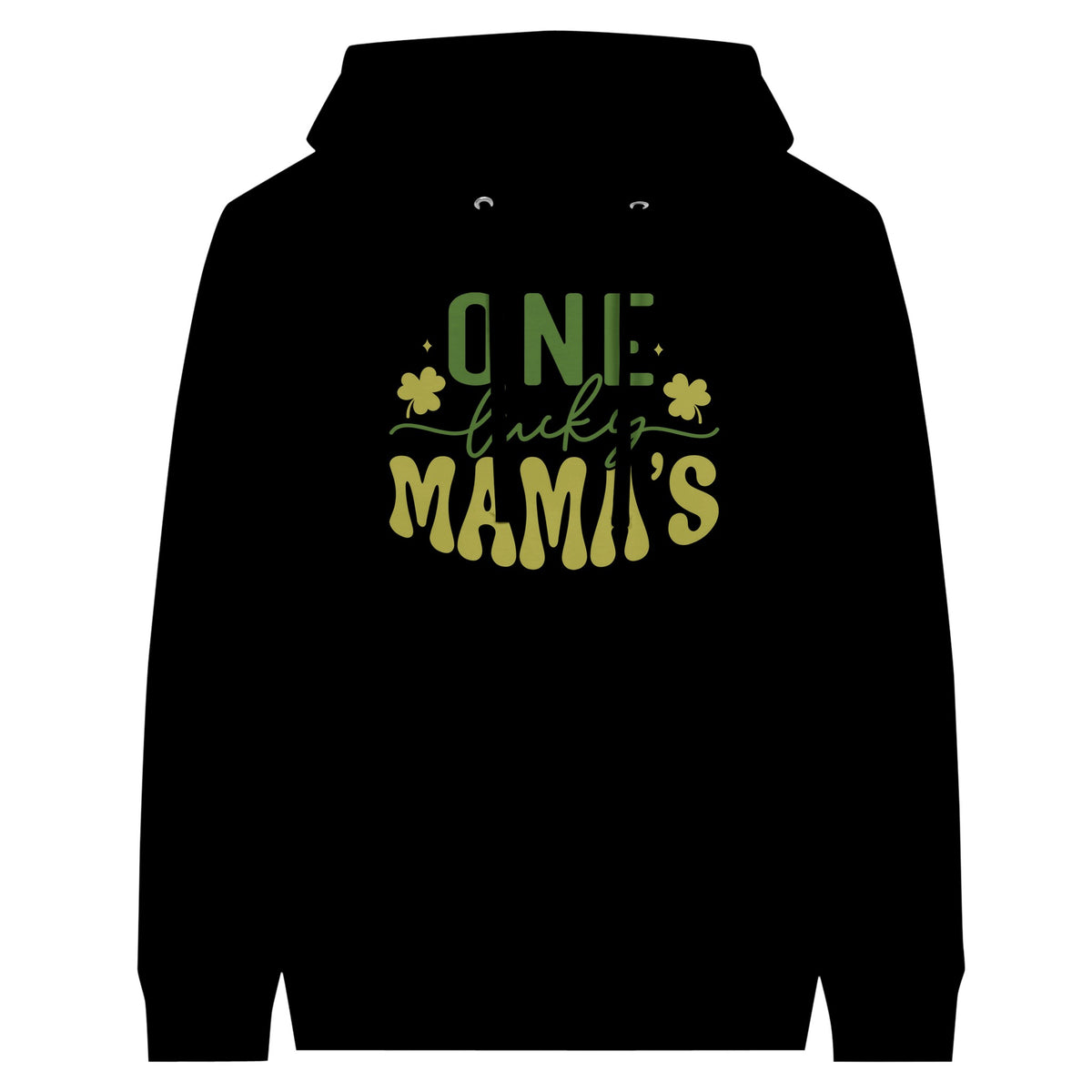 One Lucky Mama - Floral Embrace Premium Unisex Pullover Hoodie - Black - Print Material