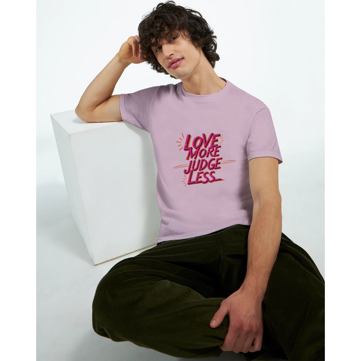 Embrace Positivity - Love More, Judge Less Shirt - Light Pink - T-shirts