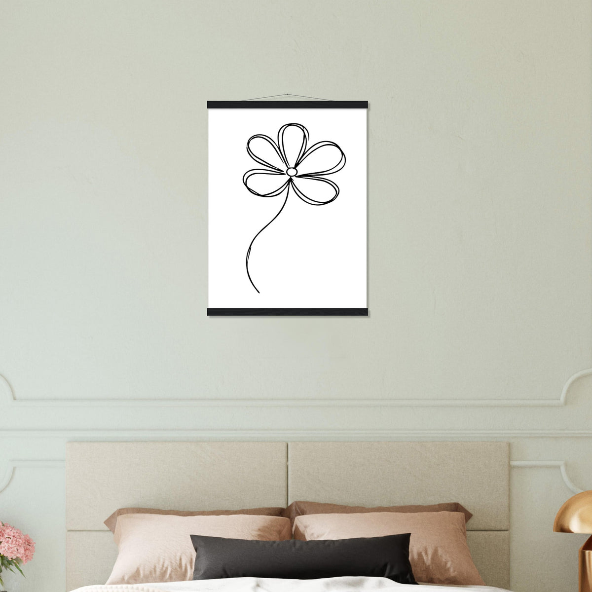 Sophisticated Minimalism - Magnetic Flower Poster - 45x60 cm 18x24″ Black wall hanger - Posters With Hanger