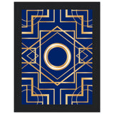 Art Deco Elegance - Blue & Gold Geometric Framed Print - 15x20 cm 6x8″ Black frame - Wooden Framed Posters