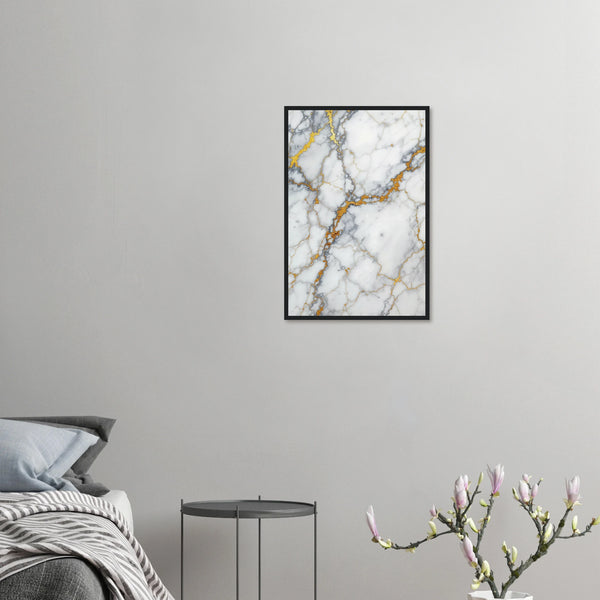Gilded Marble - Luxury Texture Framed Poster - 40x60 cm 16x24″ Black frame - Wooden Framed Posters