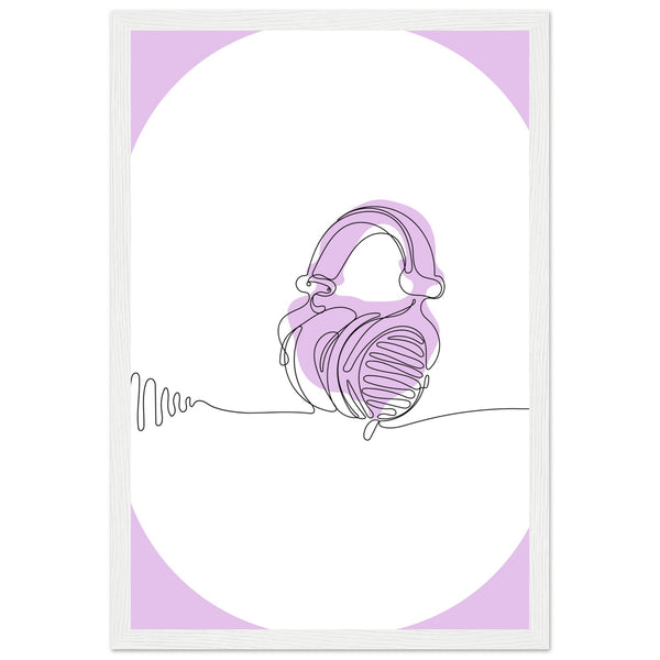 Melodic Moments - Stylish Headphones Print - 30x45 cm 12x18″ White frame - Framed Prints