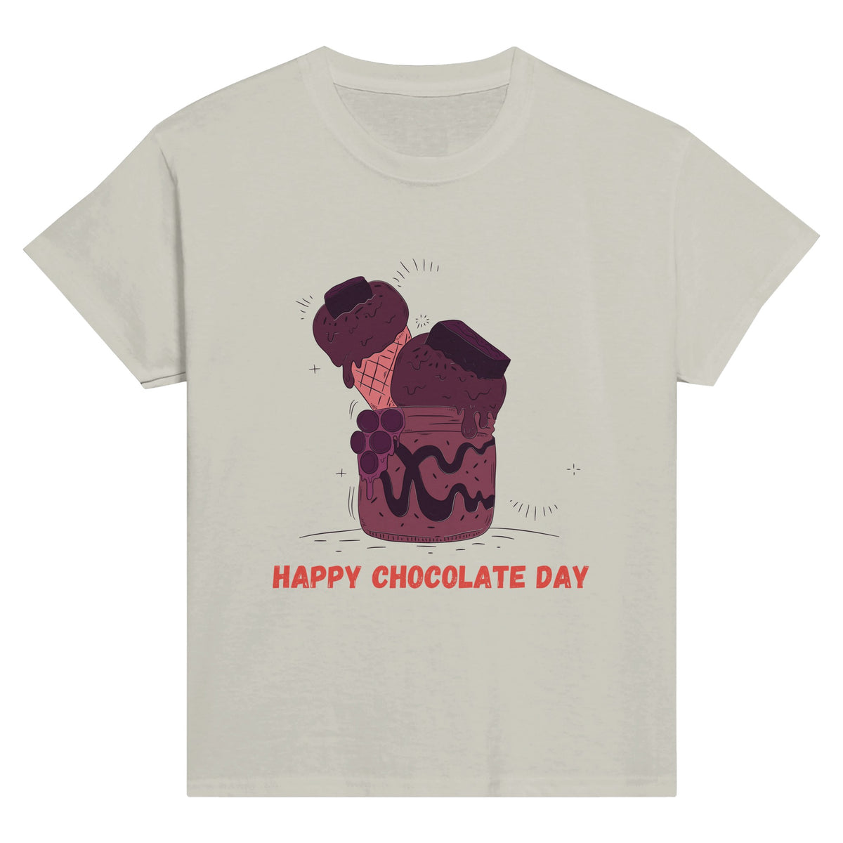 Sweet Delight - Happy Chocolate Day Tee Celebration! - Ash - Print Material