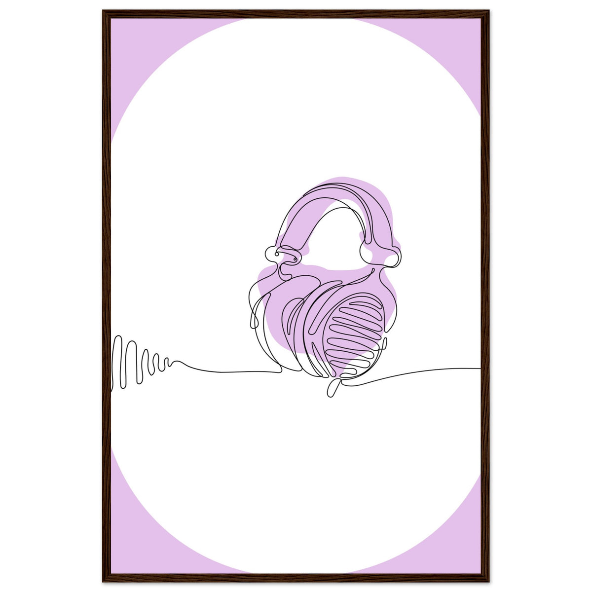 Melodic Moments - Stylish Headphones Print - 60x90 cm 24x36″ Dark wood frame - Framed Prints