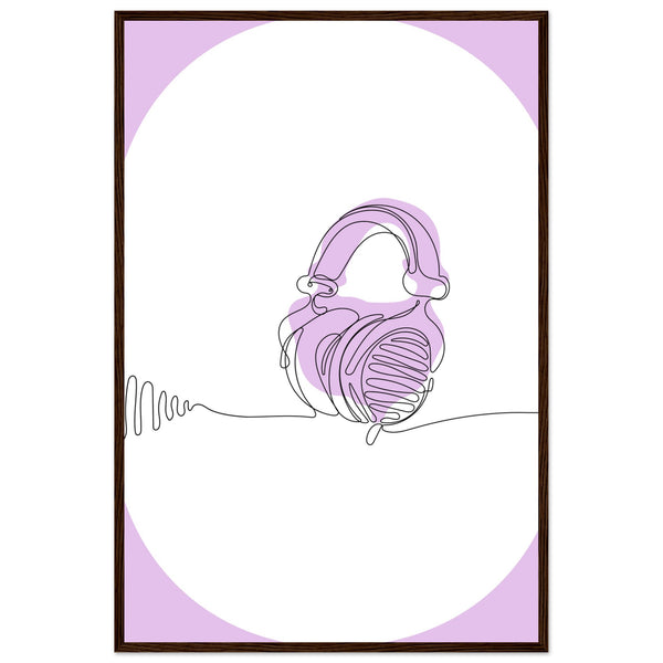 Melodic Moments - Stylish Headphones Print - 60x90 cm 24x36″ Dark wood frame - Framed Prints