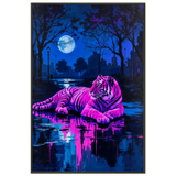 Neon Tiger Night - Urban Fantasy Framed Poster - - Metal Framed Posters