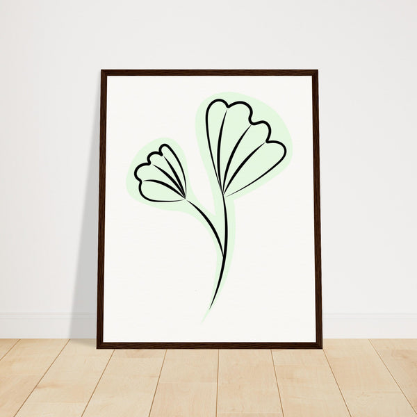 Elegant Floral Essence - Wooden Framed Art - 40x50 cm 16x20″ Dark wood frame - Wooden Framed Posters