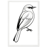 Serenity in Lines - Framed Bird Poster - 30x45 cm 12x18″ White frame - Framed Posters