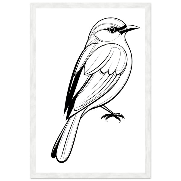 Serenity in Lines - Framed Bird Poster - 30x45 cm 12x18″ White frame - Framed Posters