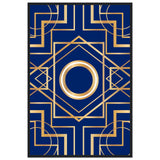 Art Deco Elegance - Blue & Gold Geometric Framed Print - 60x90 cm 24x36″ Black frame - Wooden Framed Posters