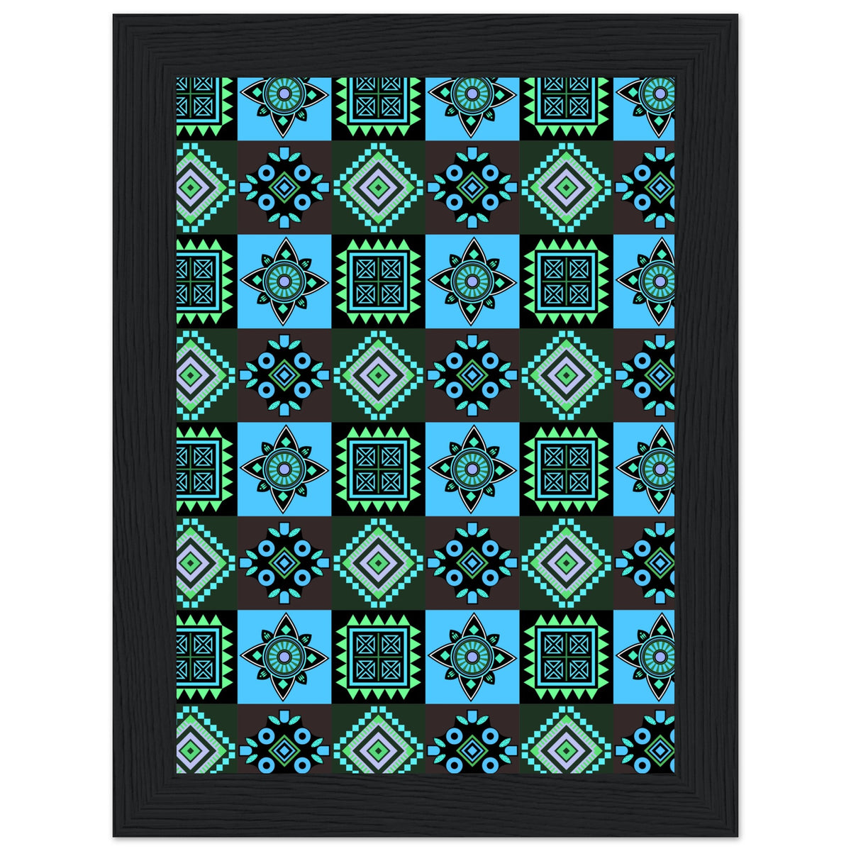 Symmetry in Blue - Luxurious Framed Print - 13x18 cm 5x7″ Black frame - Wooden Framed Posters