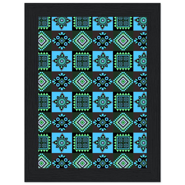 Symmetry in Blue - Luxurious Framed Print - 13x18 cm 5x7″ Black frame - Wooden Framed Posters