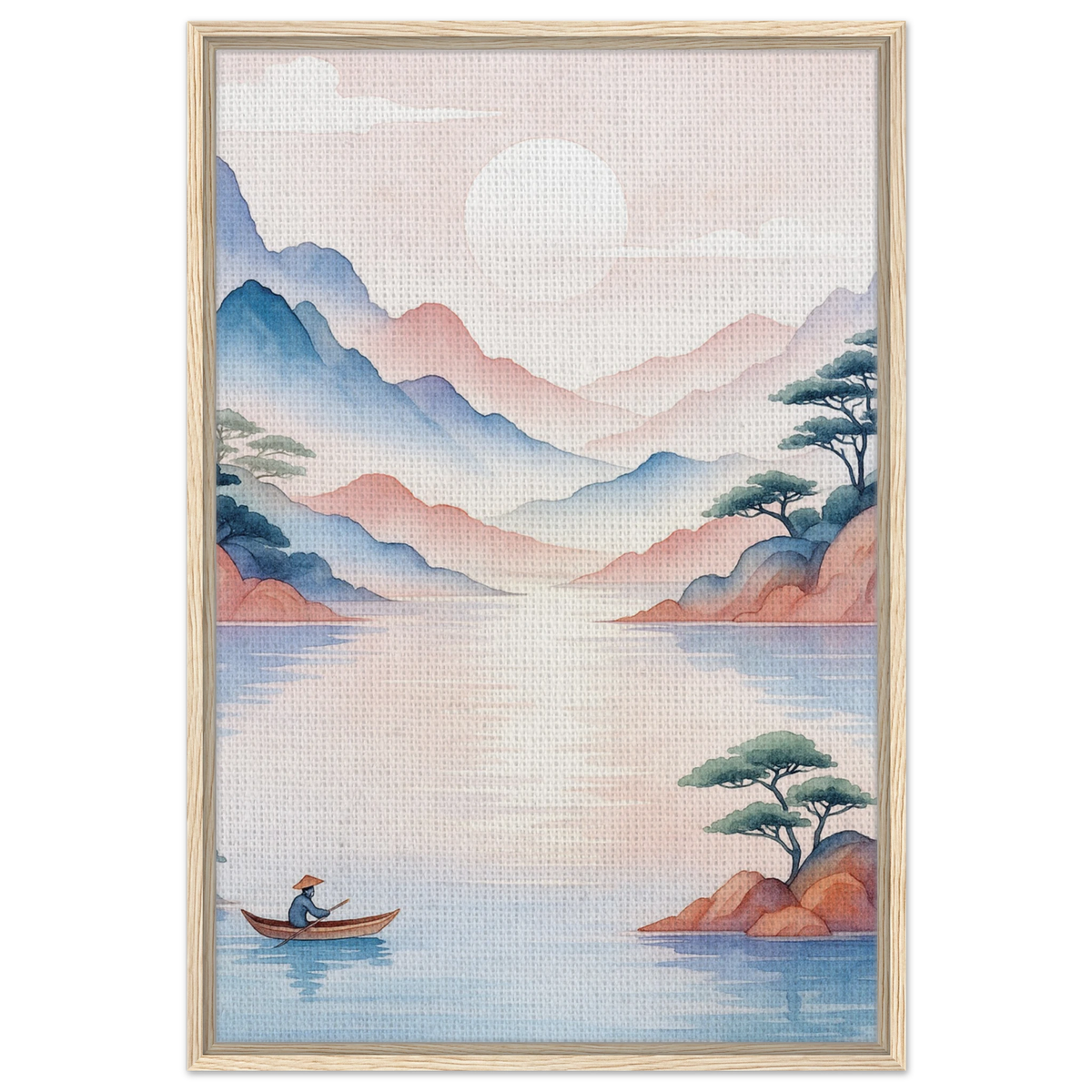 Gift of Stillness – Tranquil Watercolor Framed Canvas - - Canvas