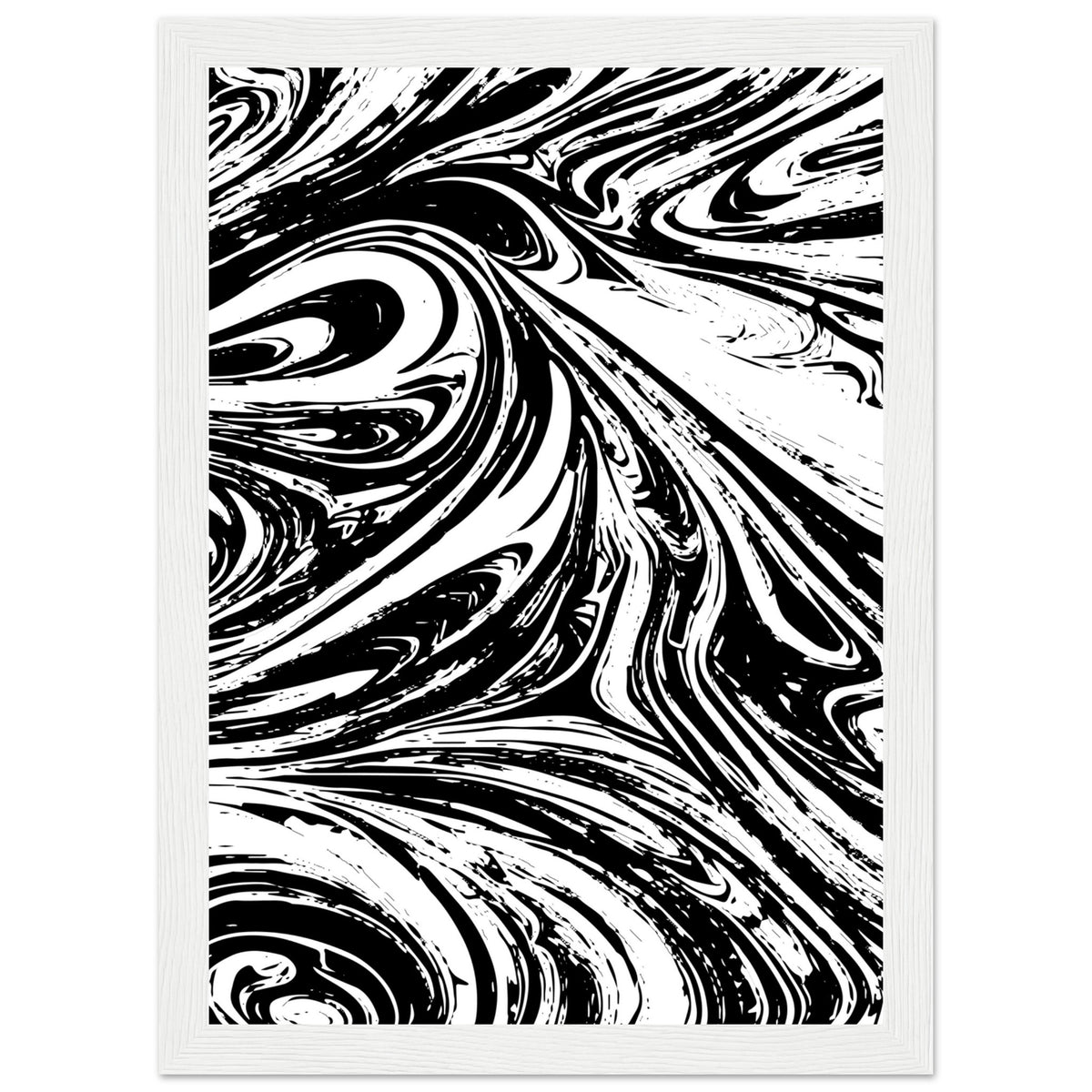 Black & White Swirl - Premium Matte Framed Poster - A4 21x29.7 cm 8x12″ White frame - Metal Framed Posters