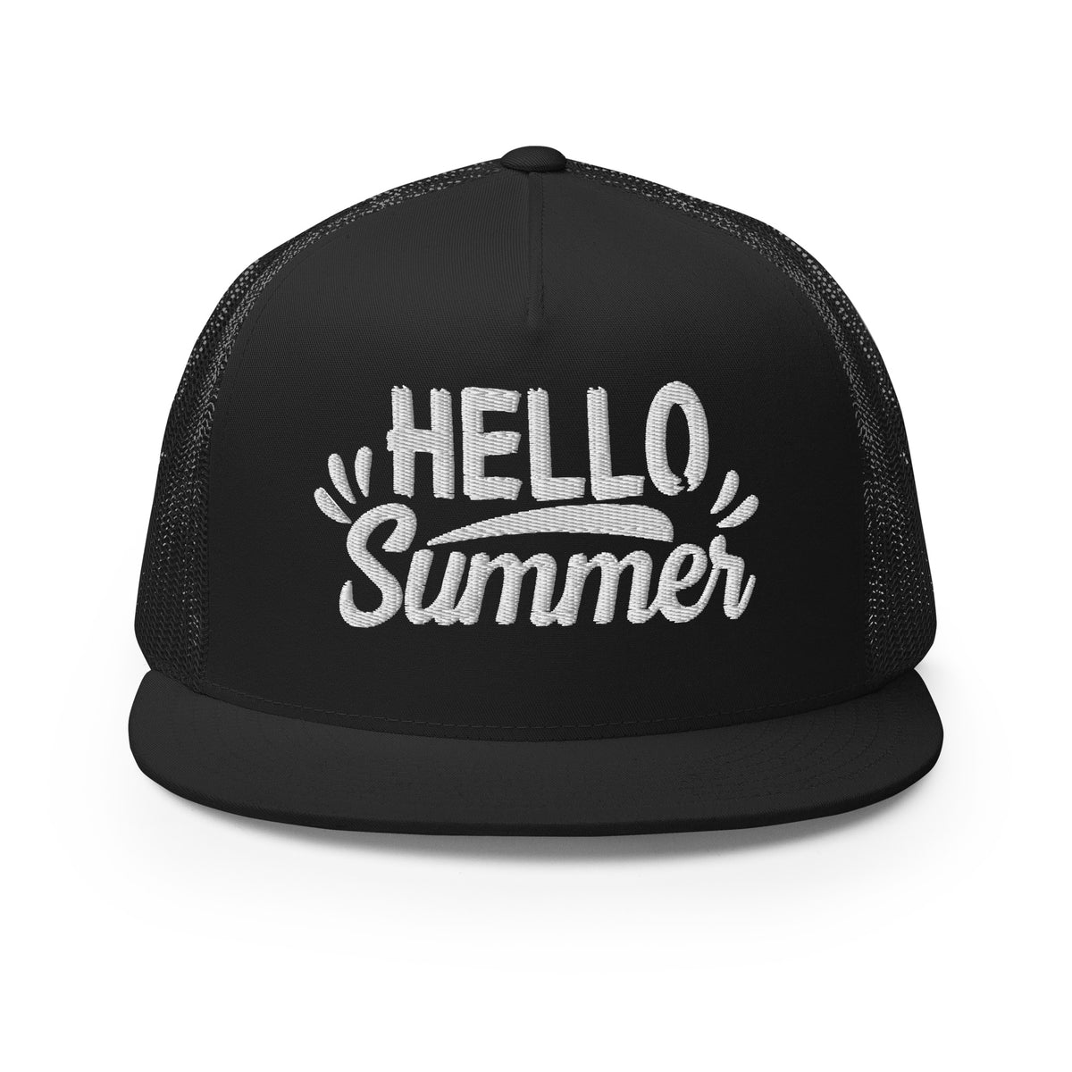 Hello Summer - Embroidered Trucker Cap - Black -