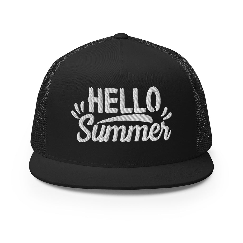 Hello Summer - Embroidered Trucker Cap - Black -