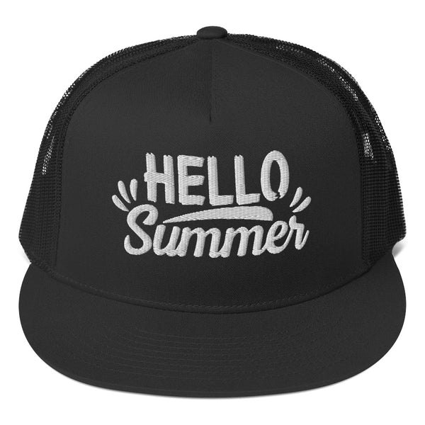 Hello Summer - Embroidered Trucker Cap - -