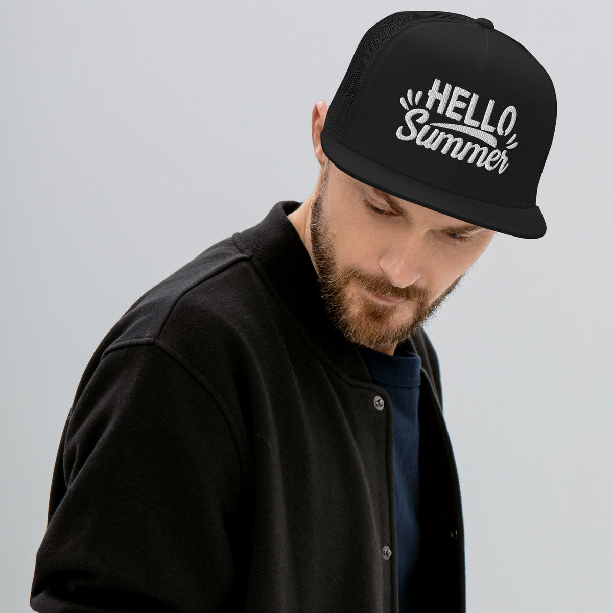 Hello Summer - Embroidered Trucker Cap - -